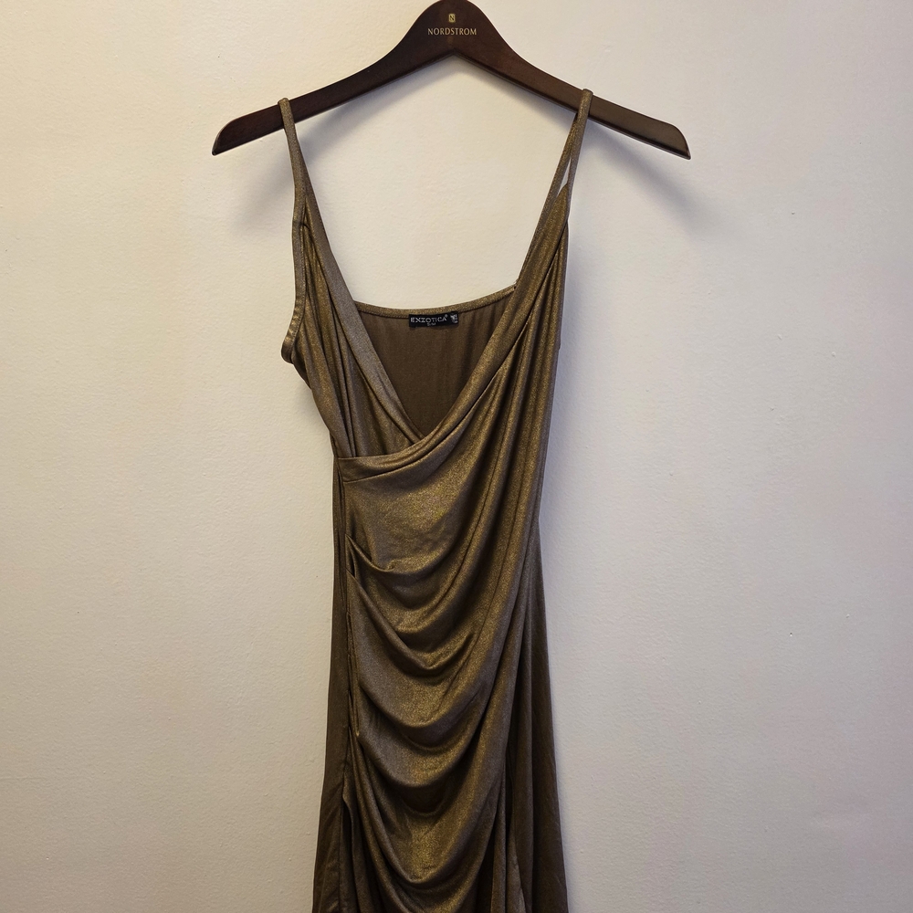 Elegant Gold Draped Dress